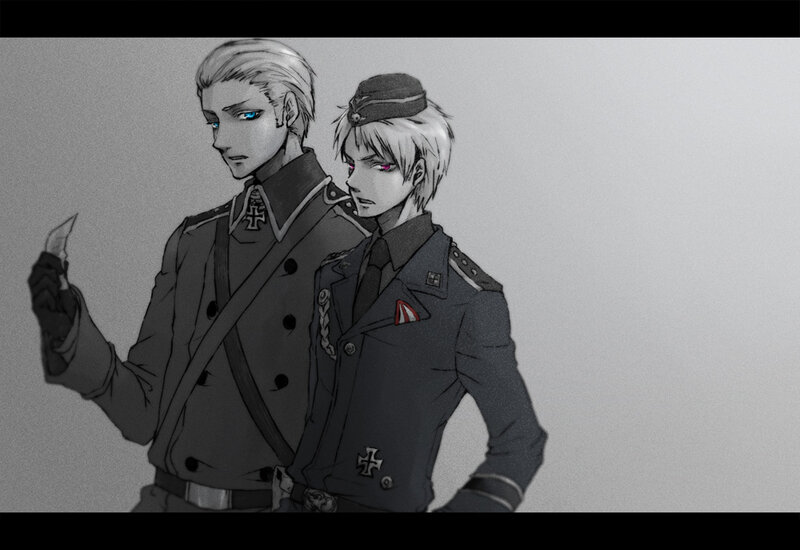Two Soldiers in Uniform — Gray, Dramatic