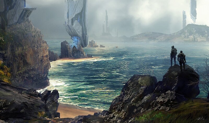 Two Soldiers on a Cliff — Blue