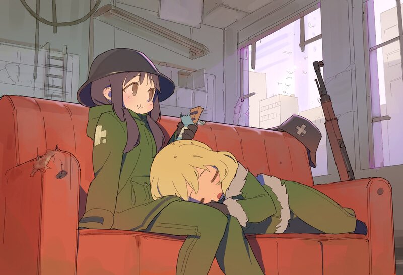 Two Soldiers on a Couch
