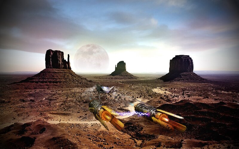 Two Spacecraft in Desert