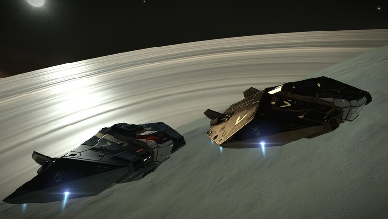 Two Spaceships in Orbit — Black