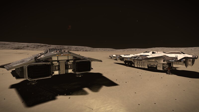 Two Spaceships on a Moon — Gray