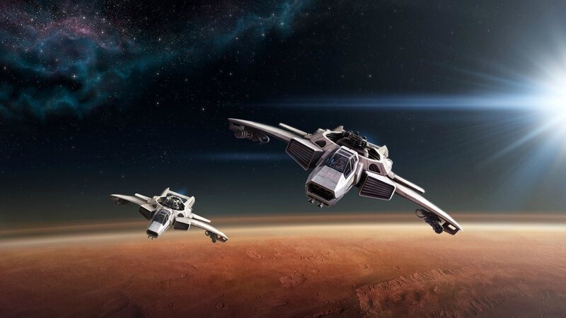 Two Spaceships over Planet