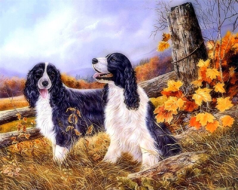Two Spaniels in Autumn