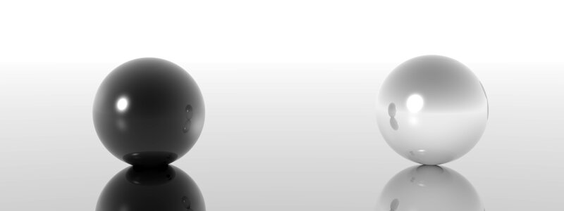 two spheres on reflective surface