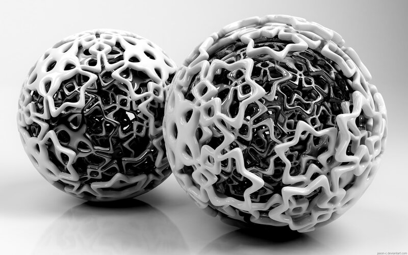 Two Spherical Sculptures — White