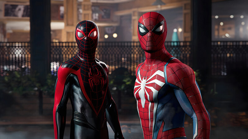 Two Spider-man Characters — Red, Dramatic