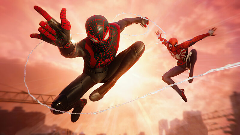 Two Spider-men in Flight