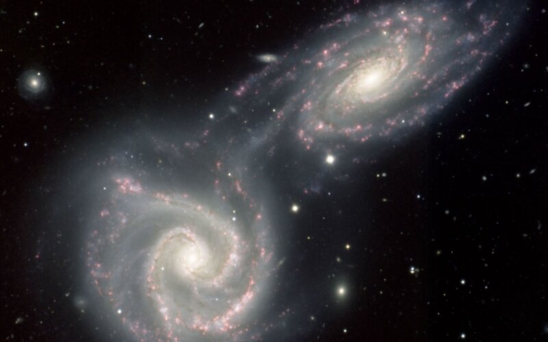 Two Spiral Galaxies — Black, Cosmic, Night, Photograph, Stars, Space, Galaxy Clusters
