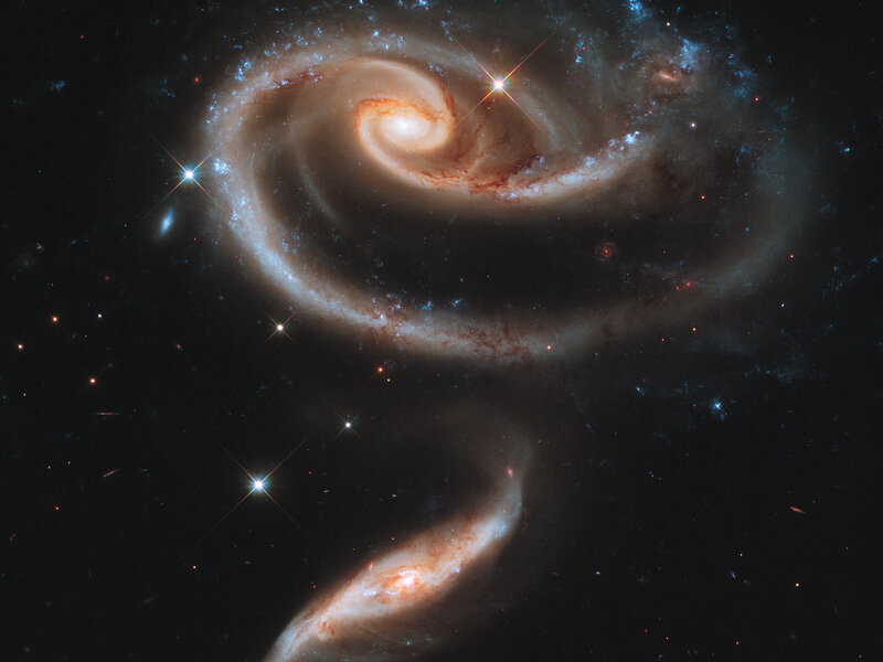 Two Spiral Galaxies — Black, Cosmic, Night, Photograph