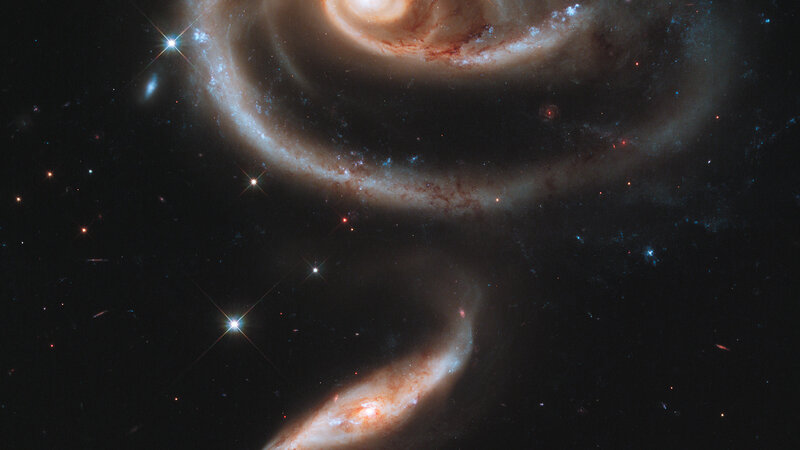 Two Spiral Galaxies — Black, Cosmic, Night