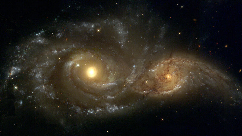 Two Spiral Galaxies — Black, Cosmic, Photograph, Stars, Gas Clouds