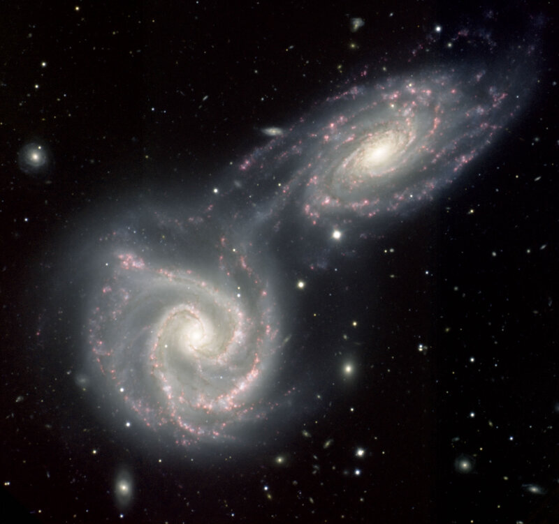 Two Spiral Galaxies — Black, Cosmic, Photograph