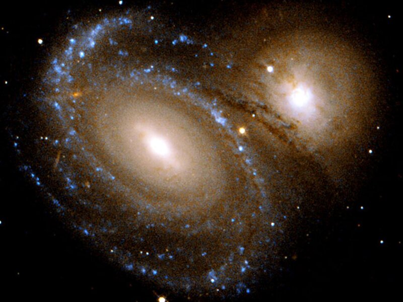 Two Spiral Galaxies — Blue