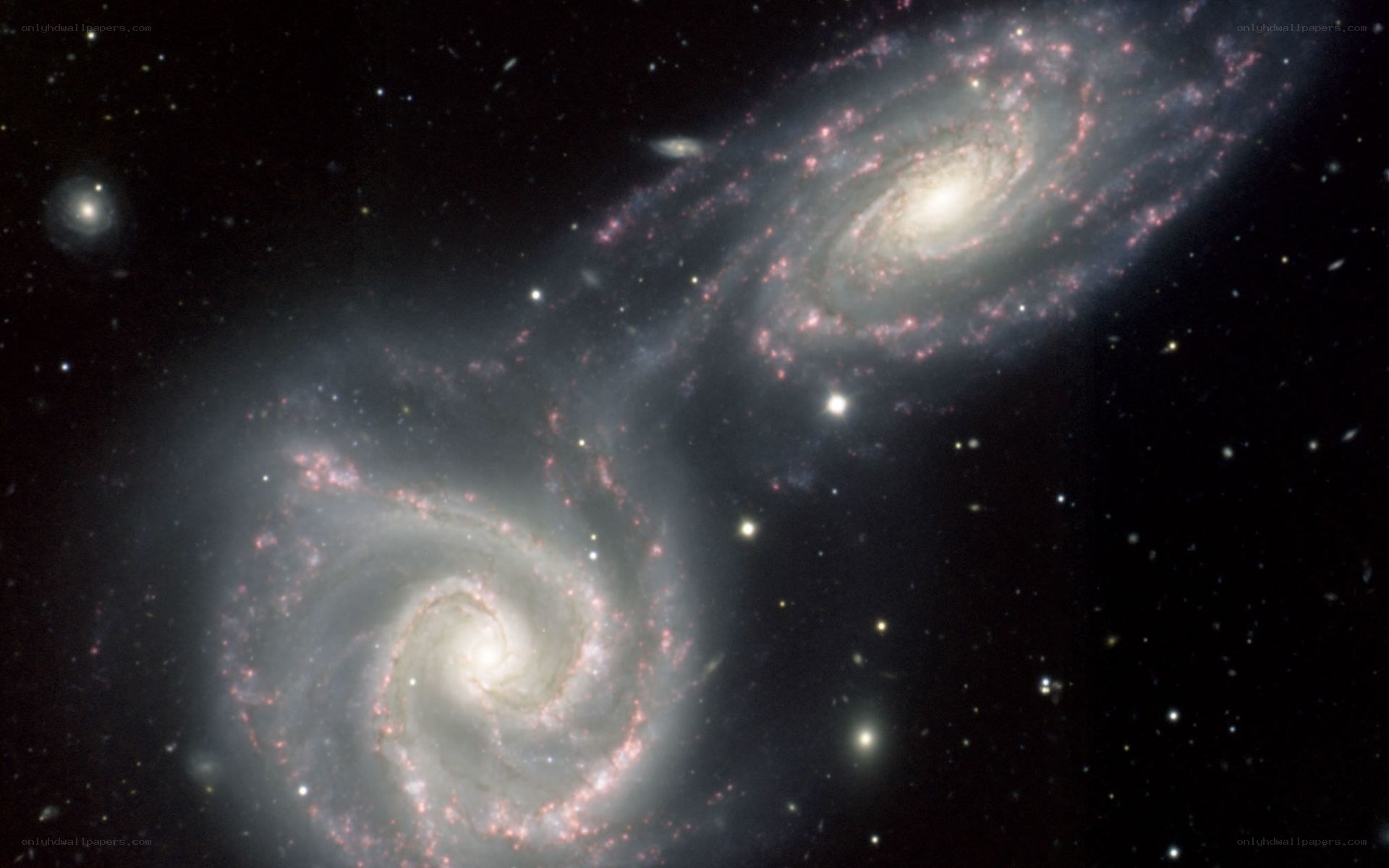 Two spiral galaxies in space