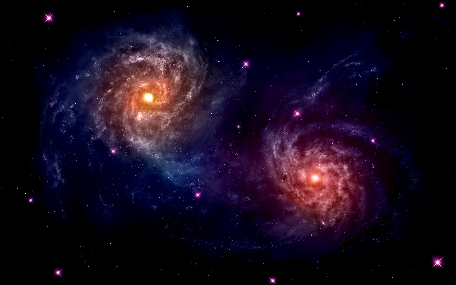 Two spiral galaxies in space