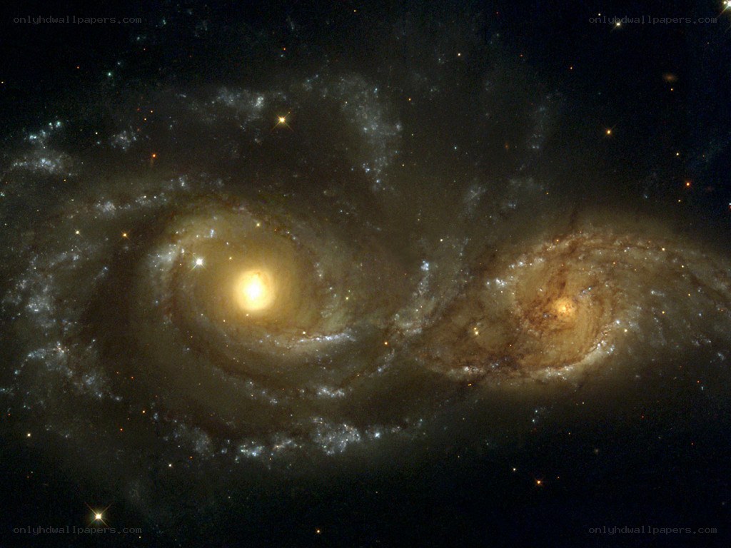 Two spiral galaxies interacting