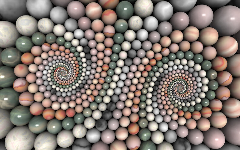 Two Spiral Patterns of Spheres — Gray
