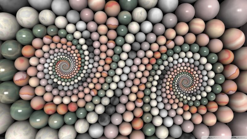 Two Spirals of Spheres — Gray