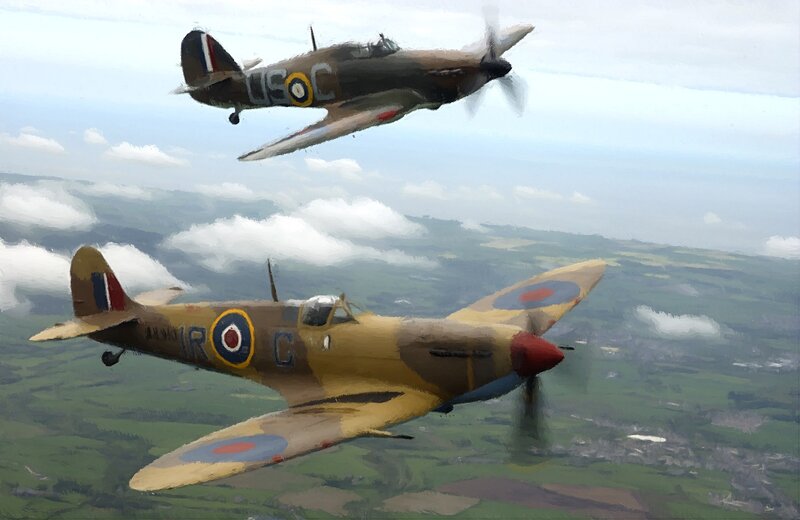 Two Spitfire Planes — Green