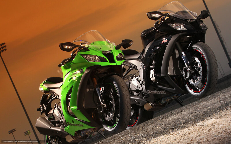 Two Sport Motorcycles — Green