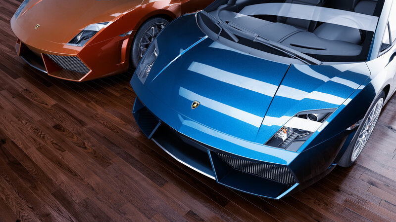 Two Sports Cars — Blue, Showcase