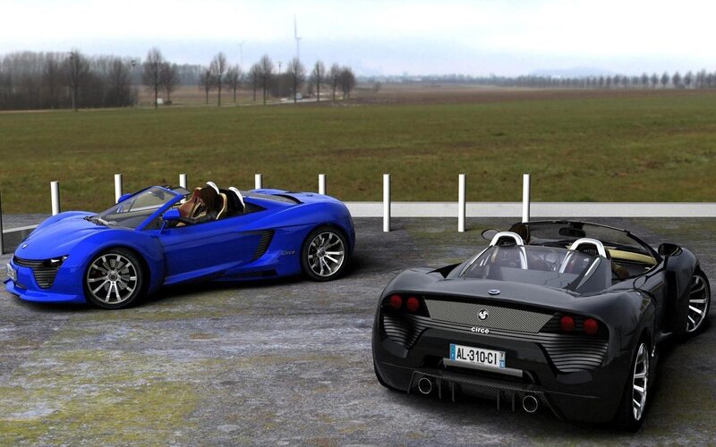 Two Sports Cars — Blue