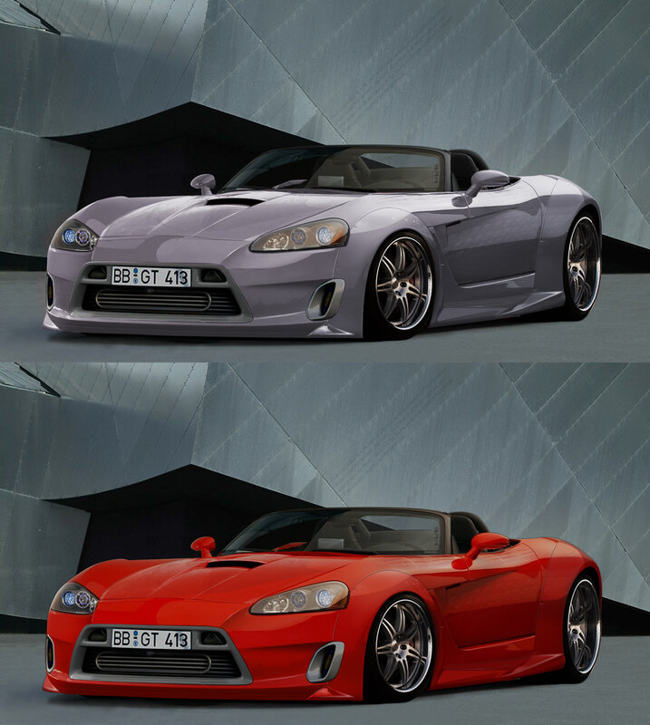 Two sports cars in different colors
