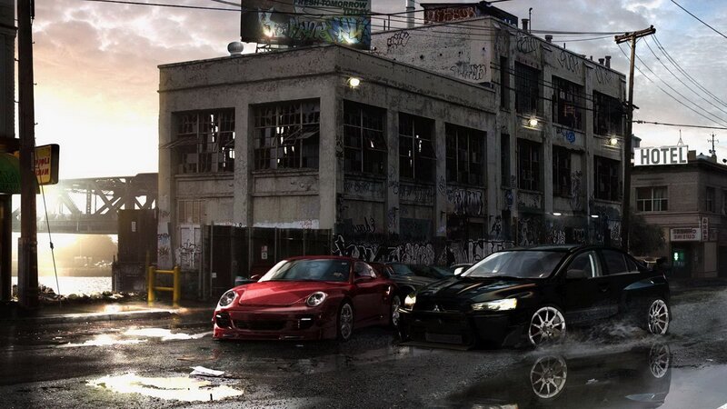 Two Sports Cars in Street