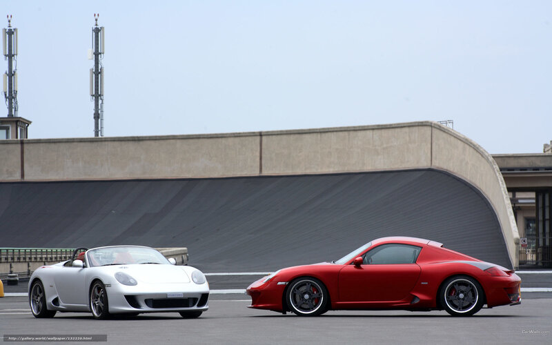 Two sports cars on a track