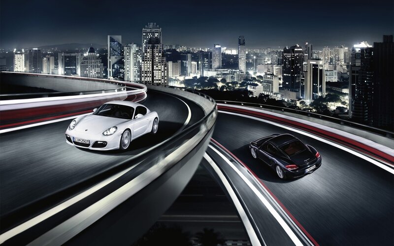 Two Sports Cars on Highway
