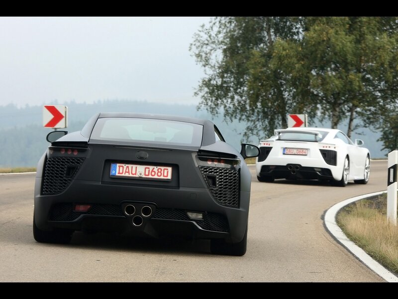 Two Sports Cars on Road — Black, Calm