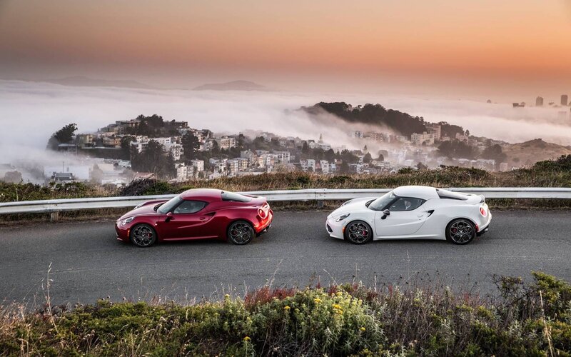 Two Sports Cars on Road — Red, Serene
