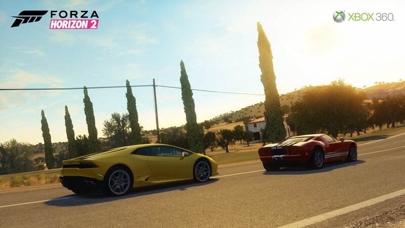 Two Sports Cars on Road — Yellow, Serene
