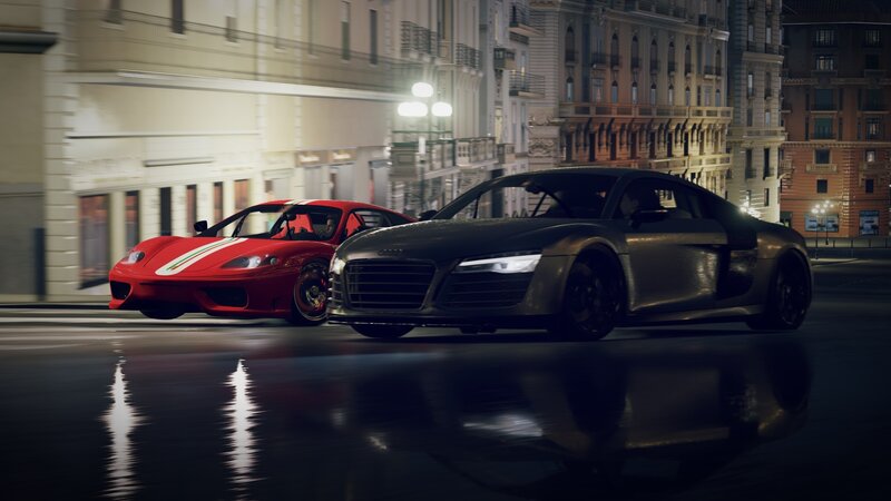 Two Sports Cars on Street — Black