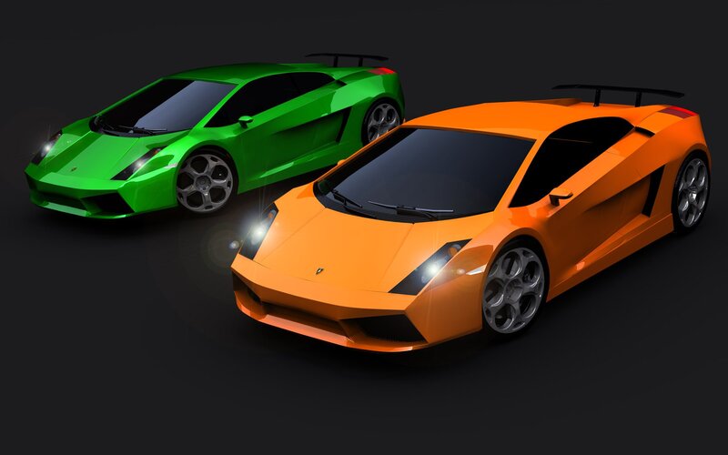 Two Sports Cars — Orange, Dramatic, 3d Render