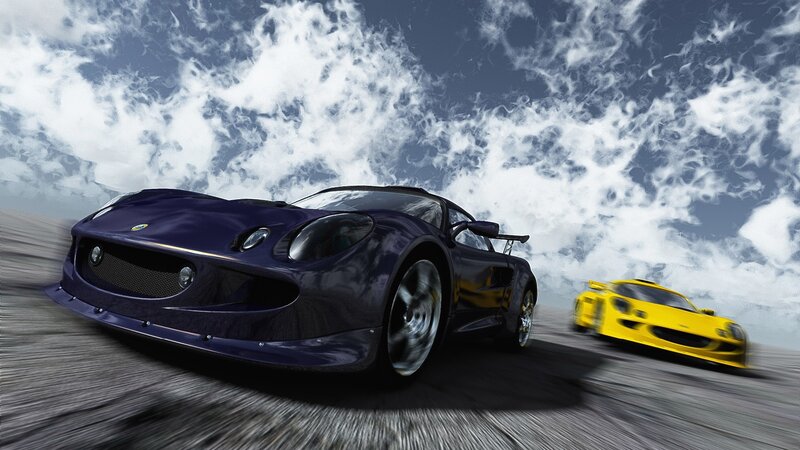 Two sports cars racing