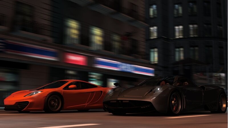 Two Sports Cars Racing — Orange