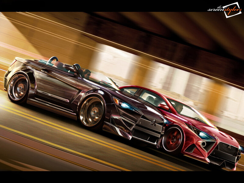 Two Sports Cars Racing — Red