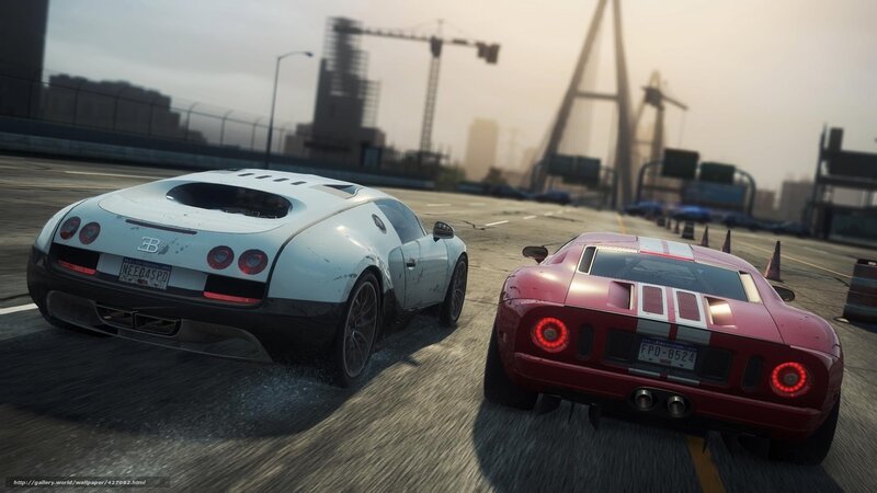 Two sports cars racing
