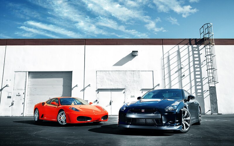Two Sports Cars — Red, Dramatic, Afternoon, Photograph