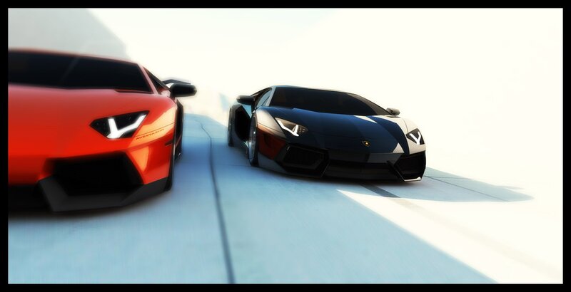Two Sports Cars — Red, Dynamic