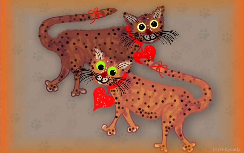 Two Spotted Cats — Brown, Playful