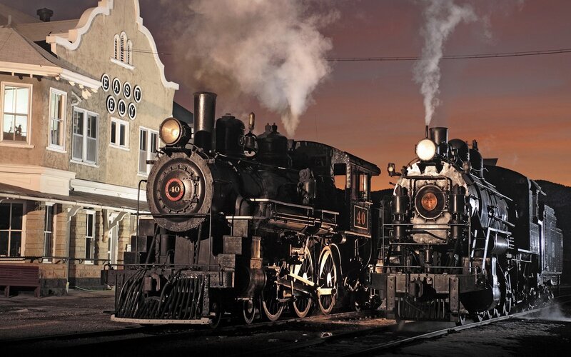 Two Steam Trains — Black