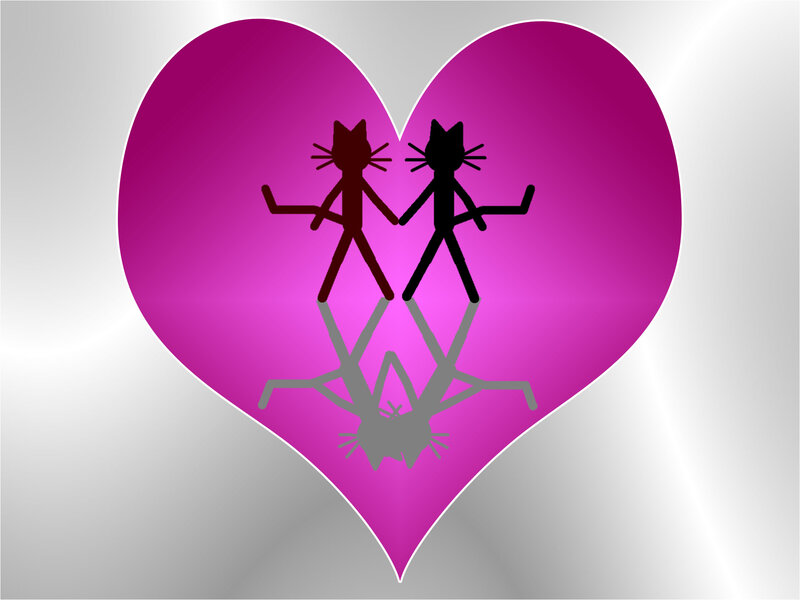 Two Stick-figure Cats — Magenta