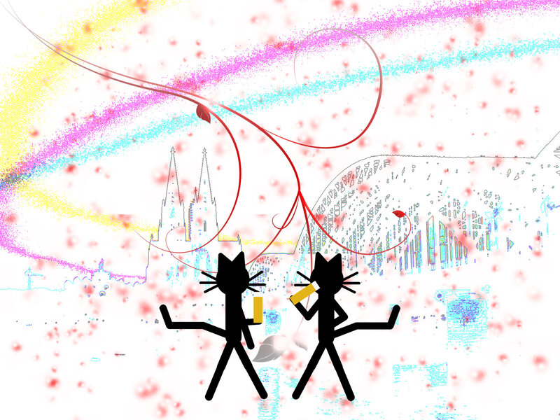 Two Stick-figure Cats