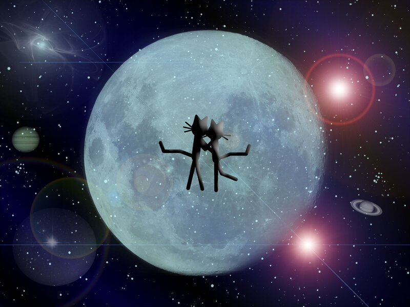 Two Stick Figures Kissing