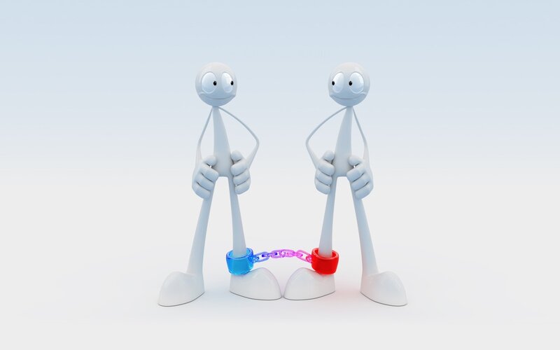 Two Stick Figures — White, Neutral, 3d Render