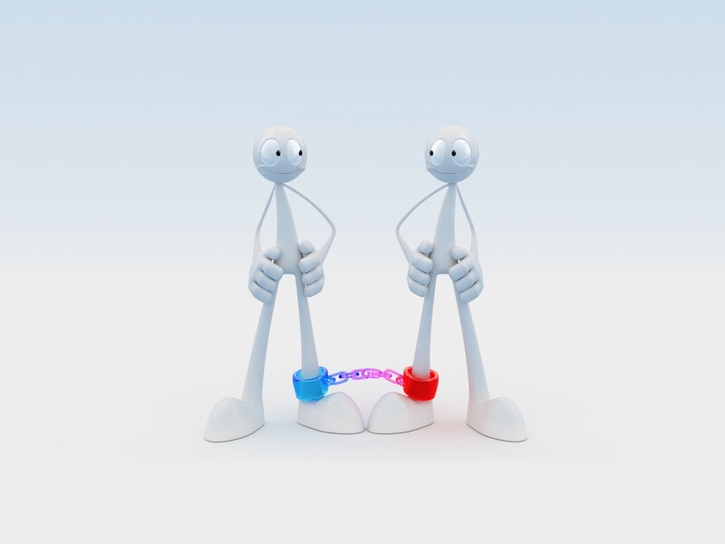 Two Stick Figures — White, Neutral