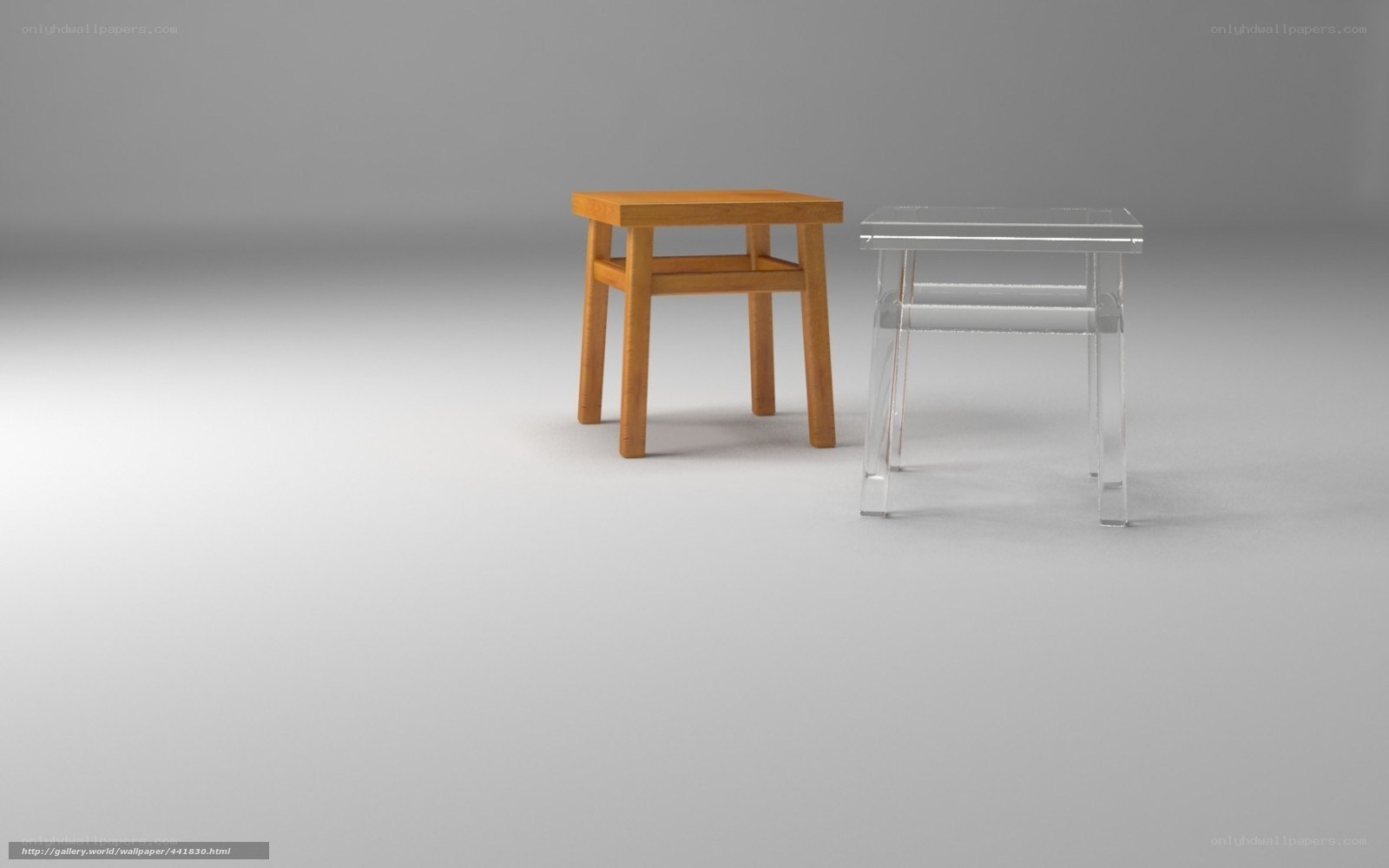 Two stools on a gray background